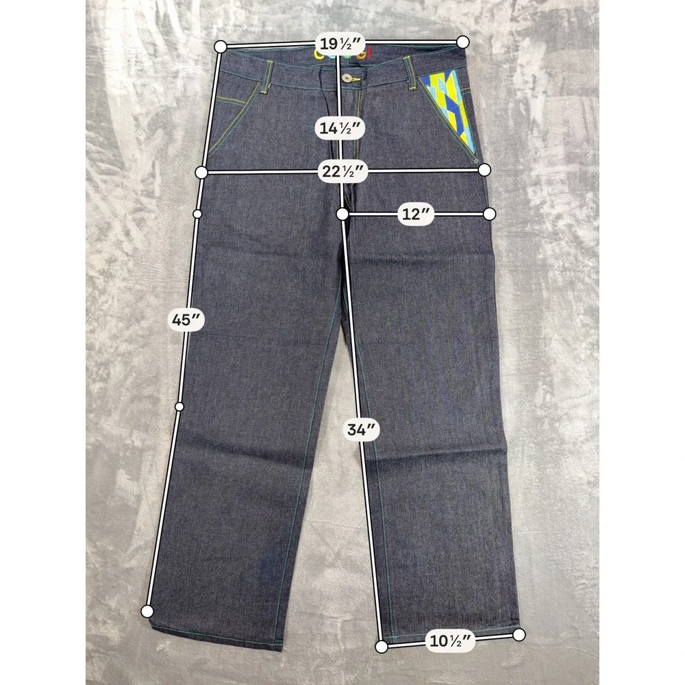 Vintage COOGI Embroidered Straight Jeans Men's 36x34 Dark Blue Denim Pants NEW